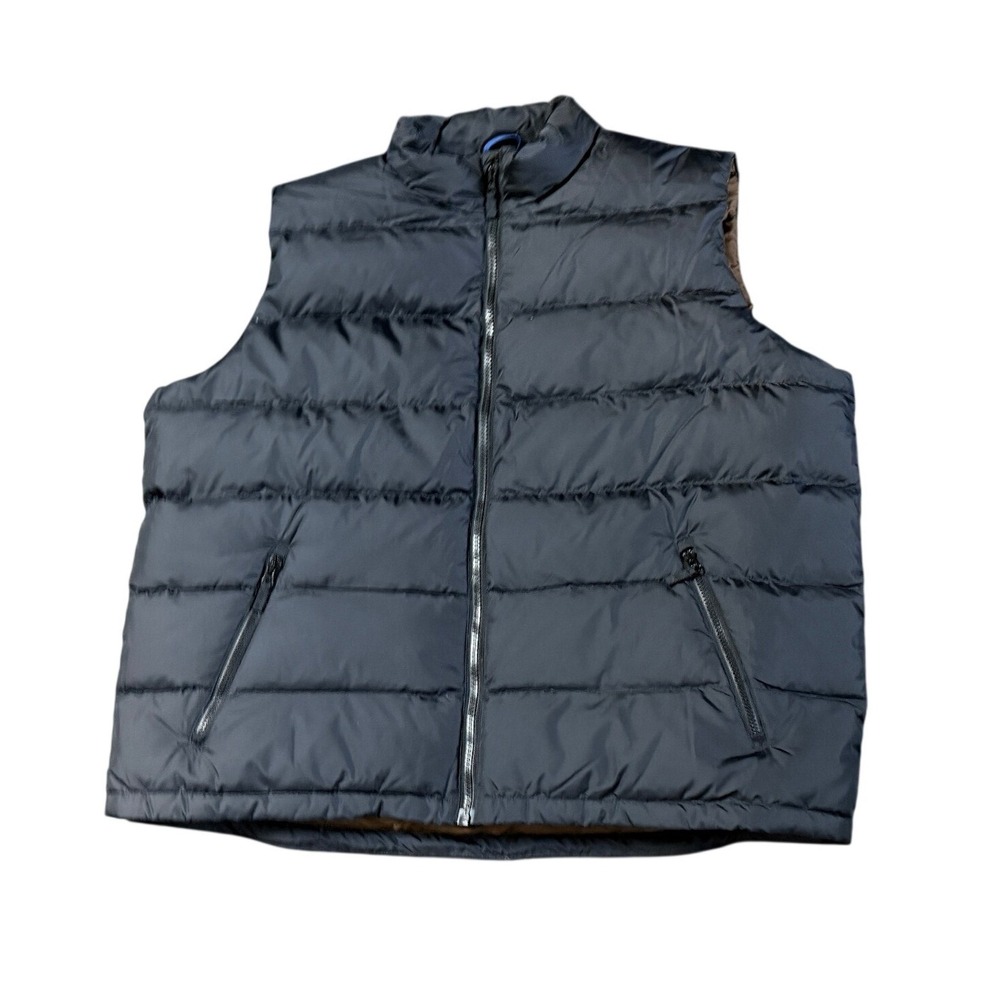 Lands End Puffer Vest Black Goosedown Insulated Full Zip XXL 50-52 Gorpcore